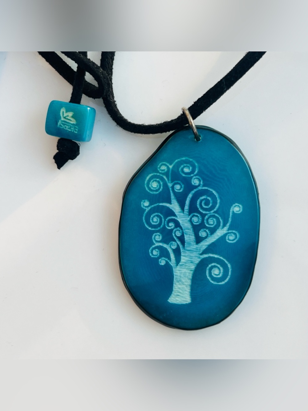 NWT | Scout | Turquoise/Blue Tree Pendant Necklace | Handmade | Adjustable Cord